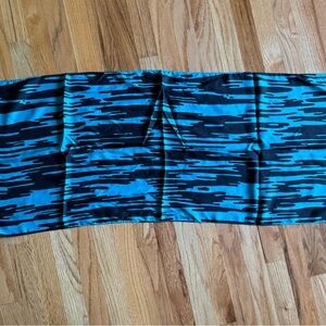 Vintage Saks Fifth Avenue Silk Scarf Black and Aqua 33 X 16